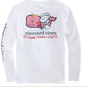 LIKE NEW vineyard vines “Happy Valentine’s Day” Cupid whale LS shirt, size 4T